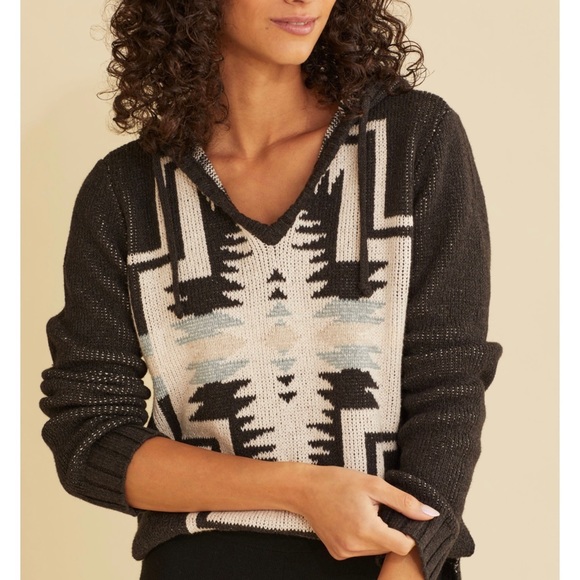 Pendleton Woman's Harding Cotton Hoodie Sweater Aztec Print Size Small - Picture 2 of 10